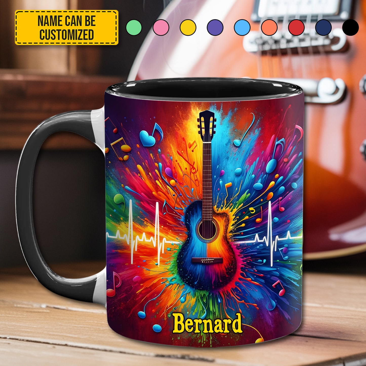 Guitar Colorful - Personalized Guitar Accent Mug