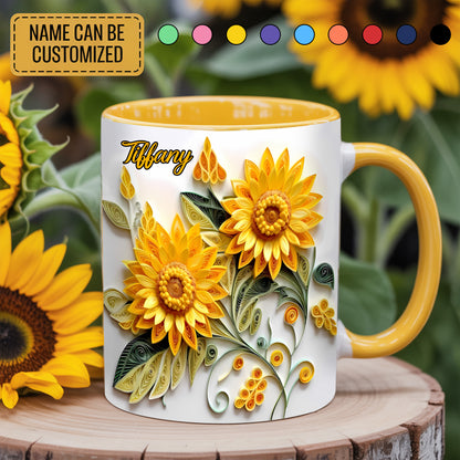 Personalized Sunflower Accent Mug