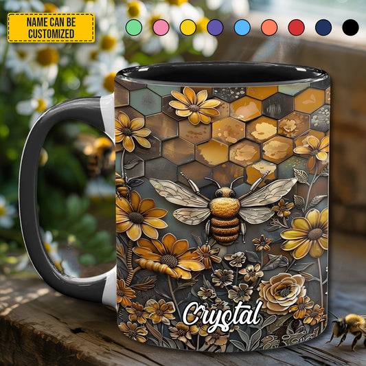Bee Garden Flowers - Personalized Accent Mug