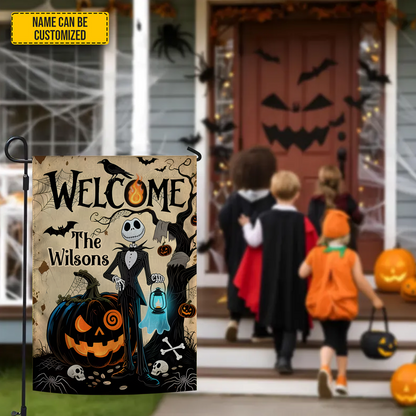 Halloween Skull Gothic - Personalized Halloween Garden Flag, House Flag