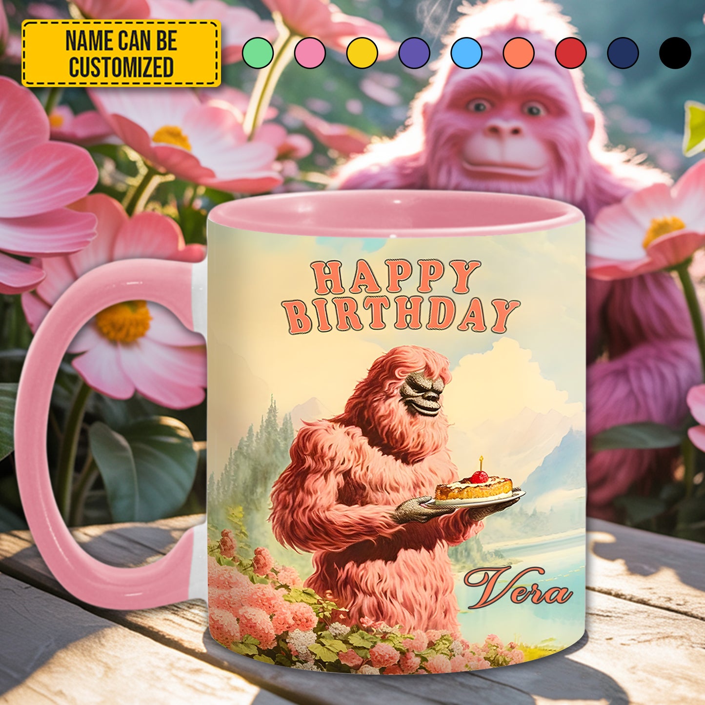 BigFoot Happy Birthday Lovers – Personalized Bigfoot Accent Mug