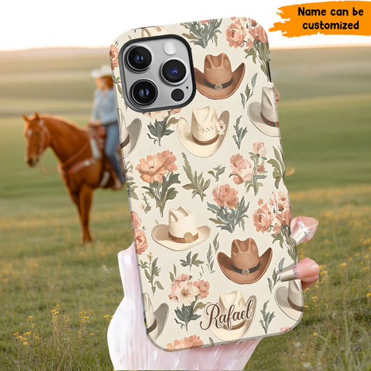 Cowgirl Hat Flowers - Personalized Phone Case