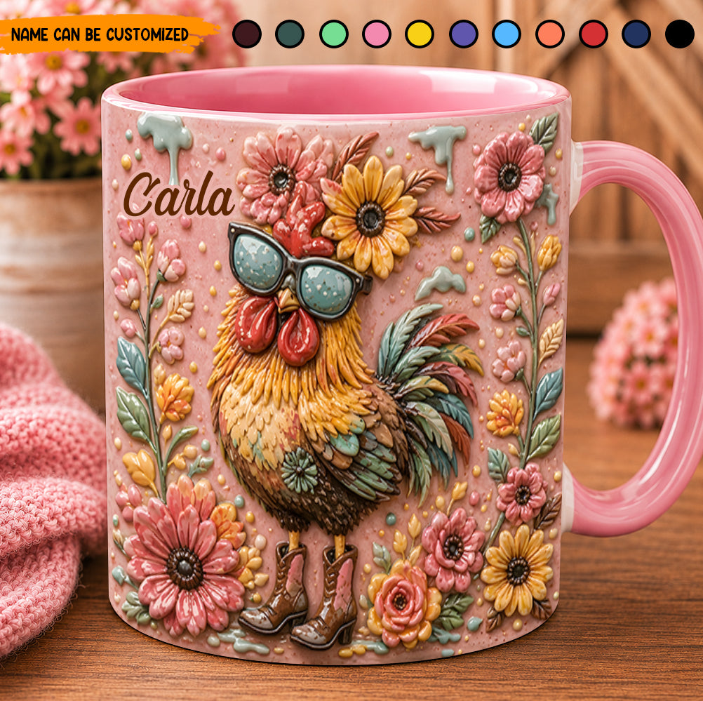 Chicken Floral- Personalized Chicken Accent Mug