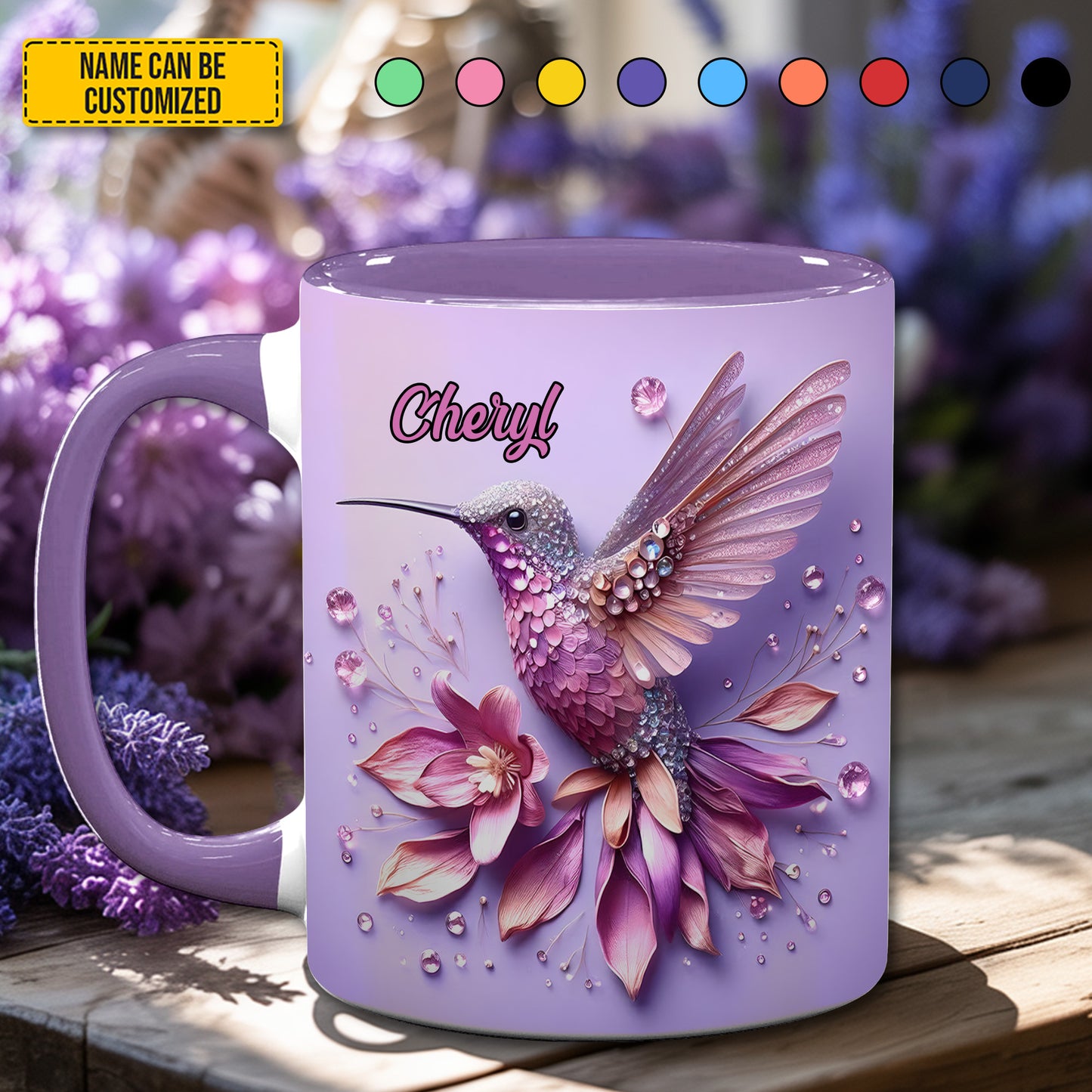 Hummingbird Accent Mug, Personalized Accent Mug