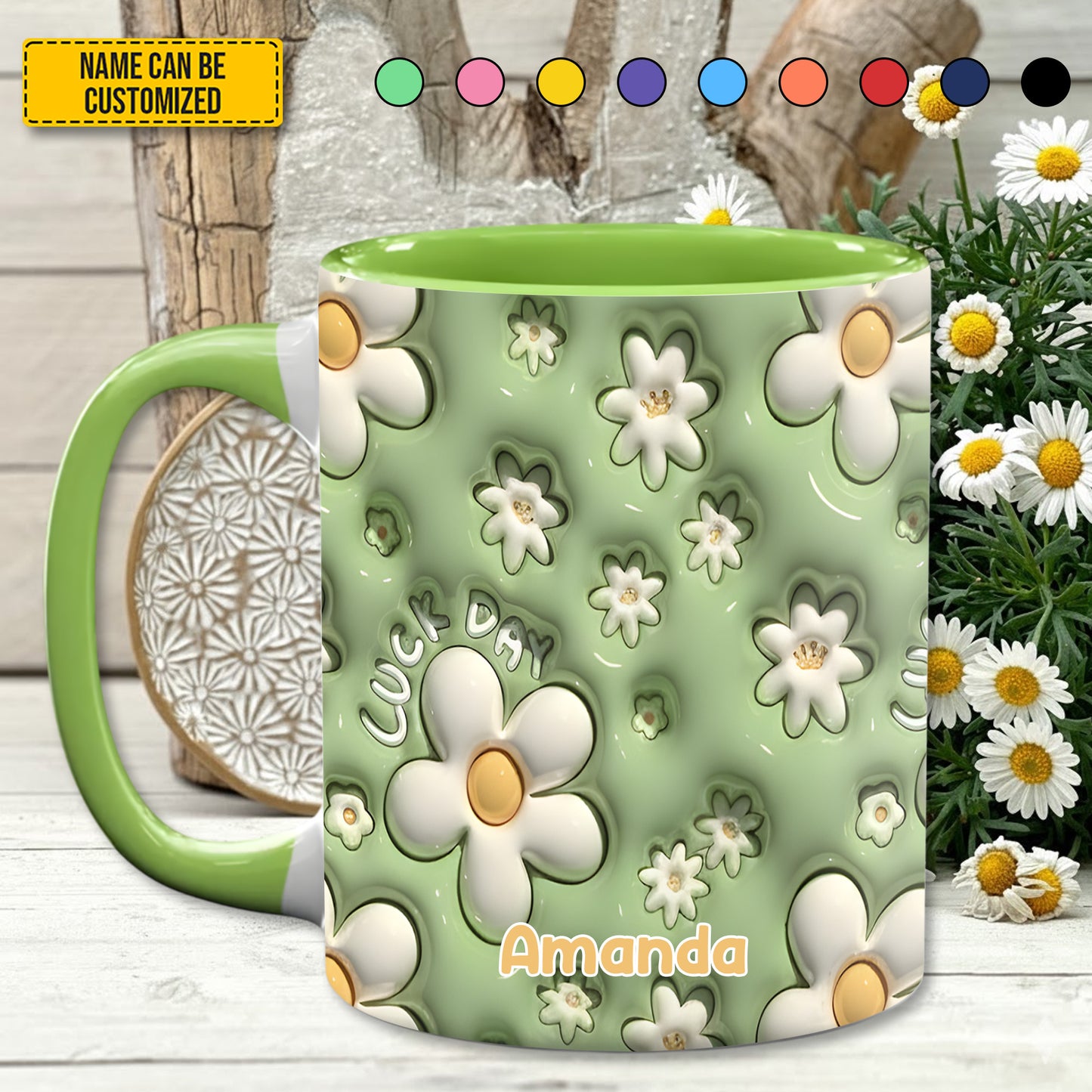 Daisy  Flower - Personalized Flower Accent Mug