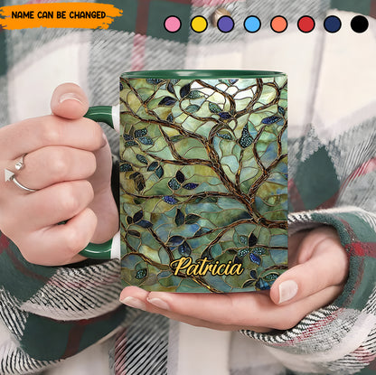 Personalized Tree Of Life Stained Glass Accent Mug
