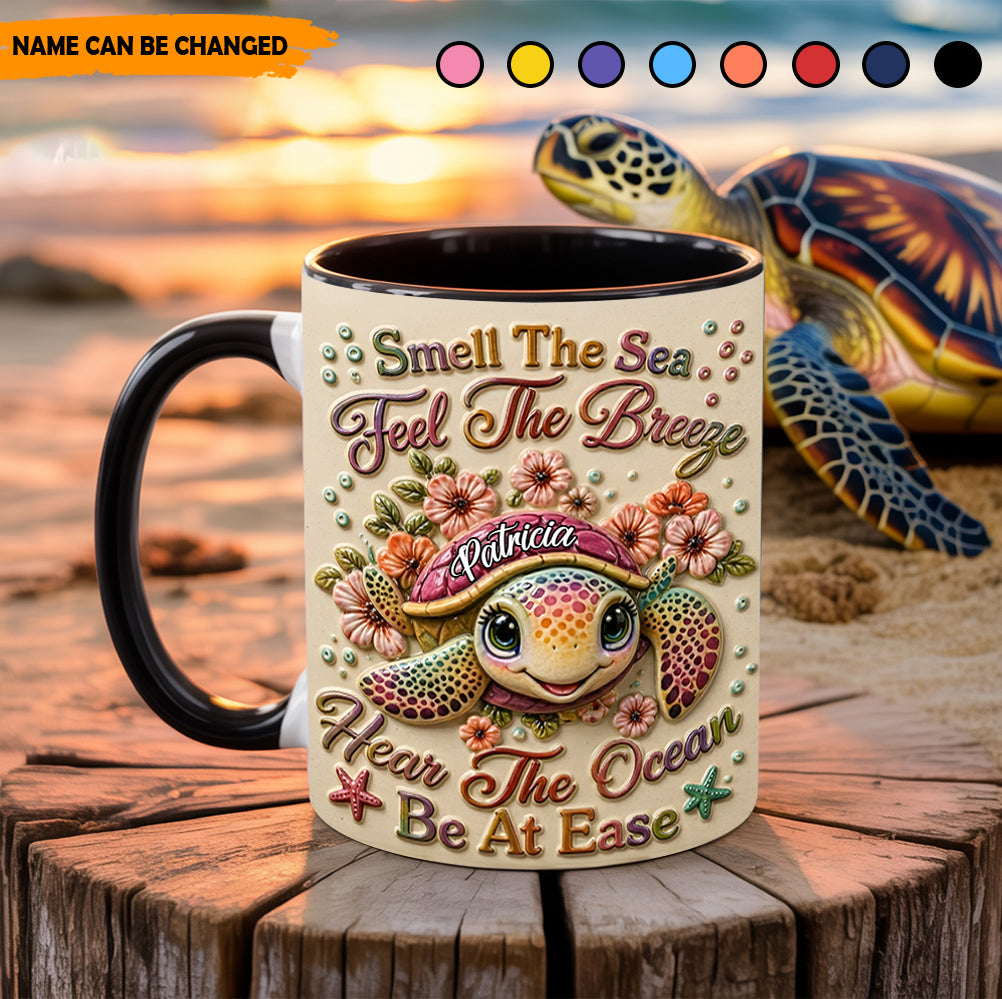 Hear The Ocean - Personalized Turtle Accent Mug