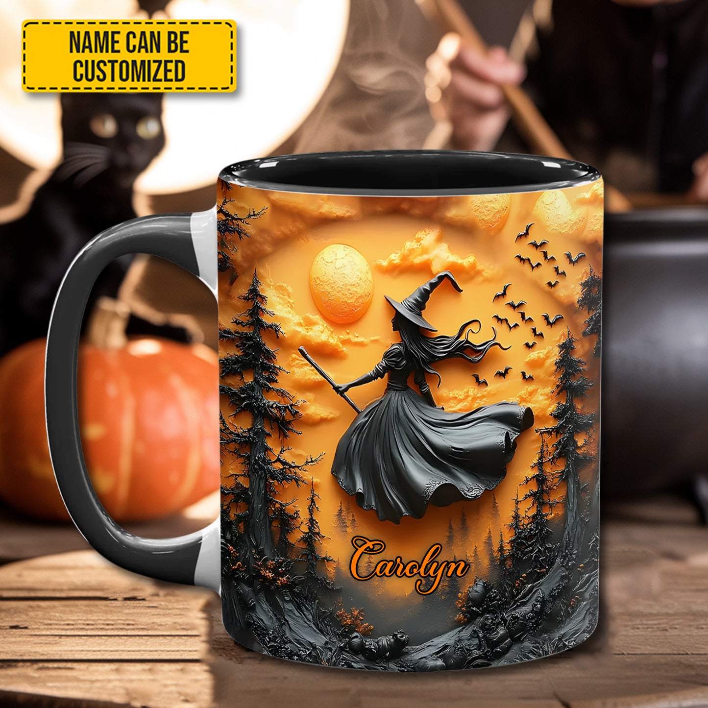 Flying Witch - Personalized Witch Accent Mug