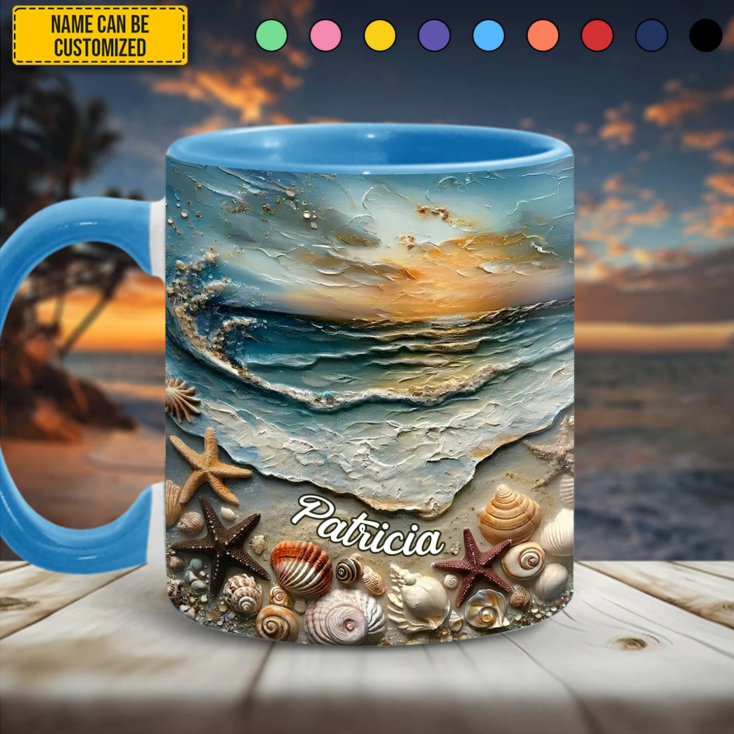 Personalized Ocean Sunset Accent Mug