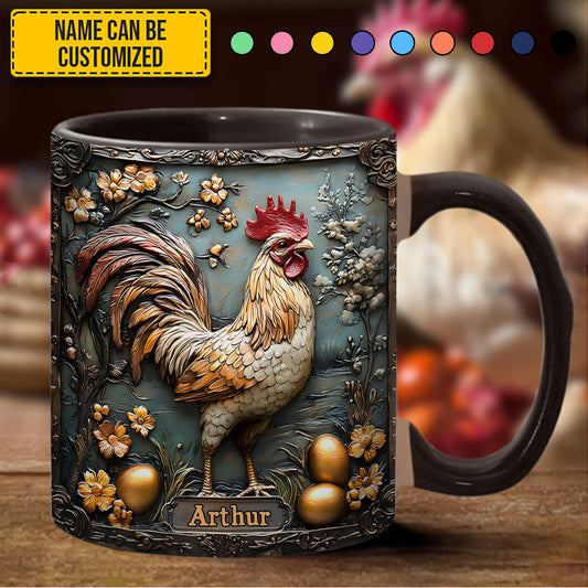 Rooster & Golden Eggs - Personalized Chicken Accent Mug