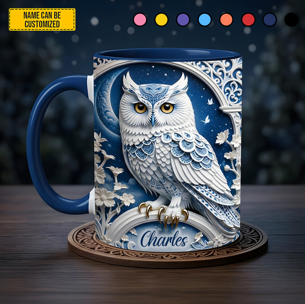 Silver Night Owl accent mug - Personalized Accent Mug