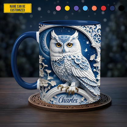 Silver Night Owl accent mug - Personalized Accent Mug
