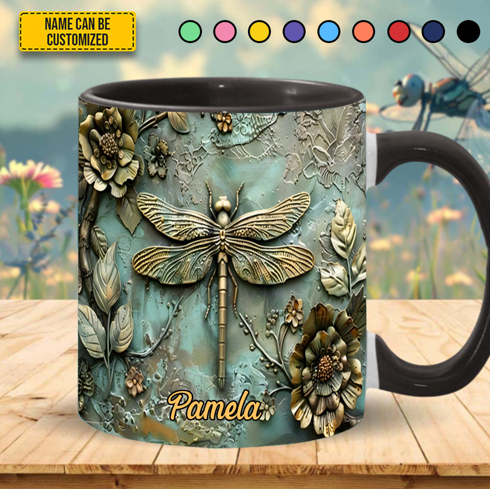 Vintage Dragonfly - Personalized Dragonfly Accent Mug