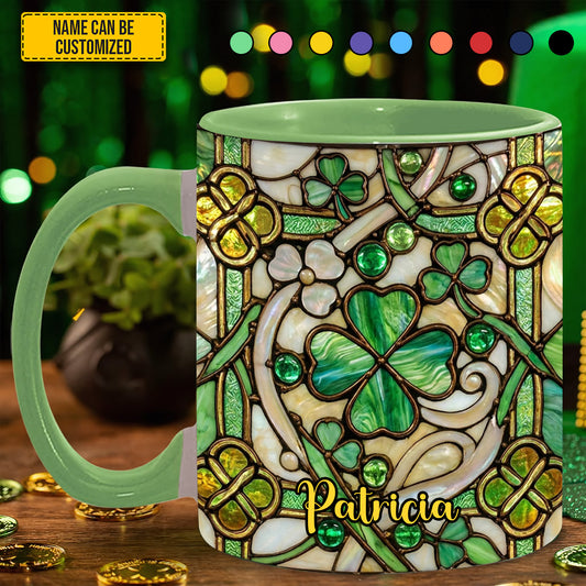 Personalized St Patrick Day Shamrock Accent Mug