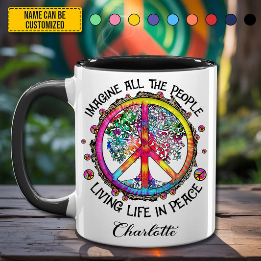 Imagine All The People - Personalized Hippie Accent Mug