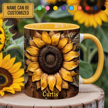 Sunflower accent mug - Personalized Accent Mug