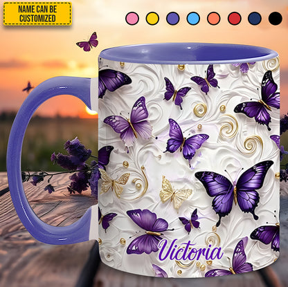 Lavender Butterfly Accent Mug - Personalized Accent Mug