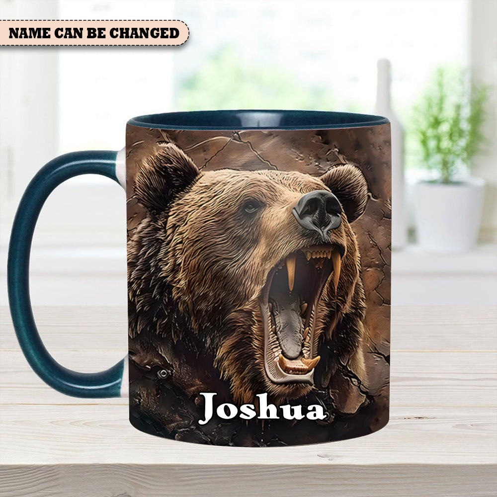 Personalized Grizzly Bear Accent Mug – The Perfect Rustic Gift for Men, Dads, and Nature Lovers.