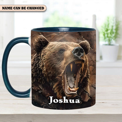 Personalized Grizzly Bear Accent Mug – The Perfect Rustic Gift for Men, Dads, and Nature Lovers.