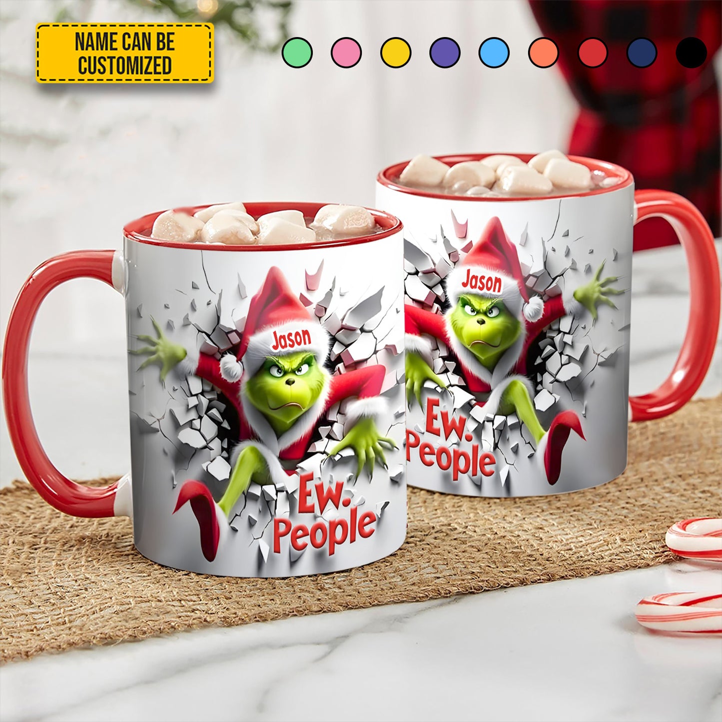 Grumpy Christmas Monster – Personalized Funny Accent Mug