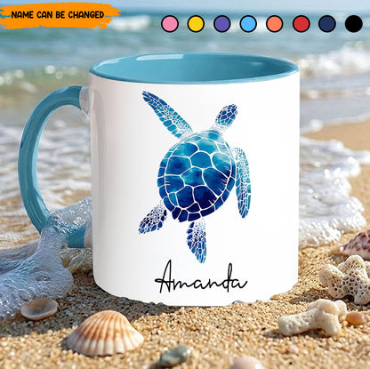 Ocean Breeze Turtle Accent Mug - Personalized Accent Mug