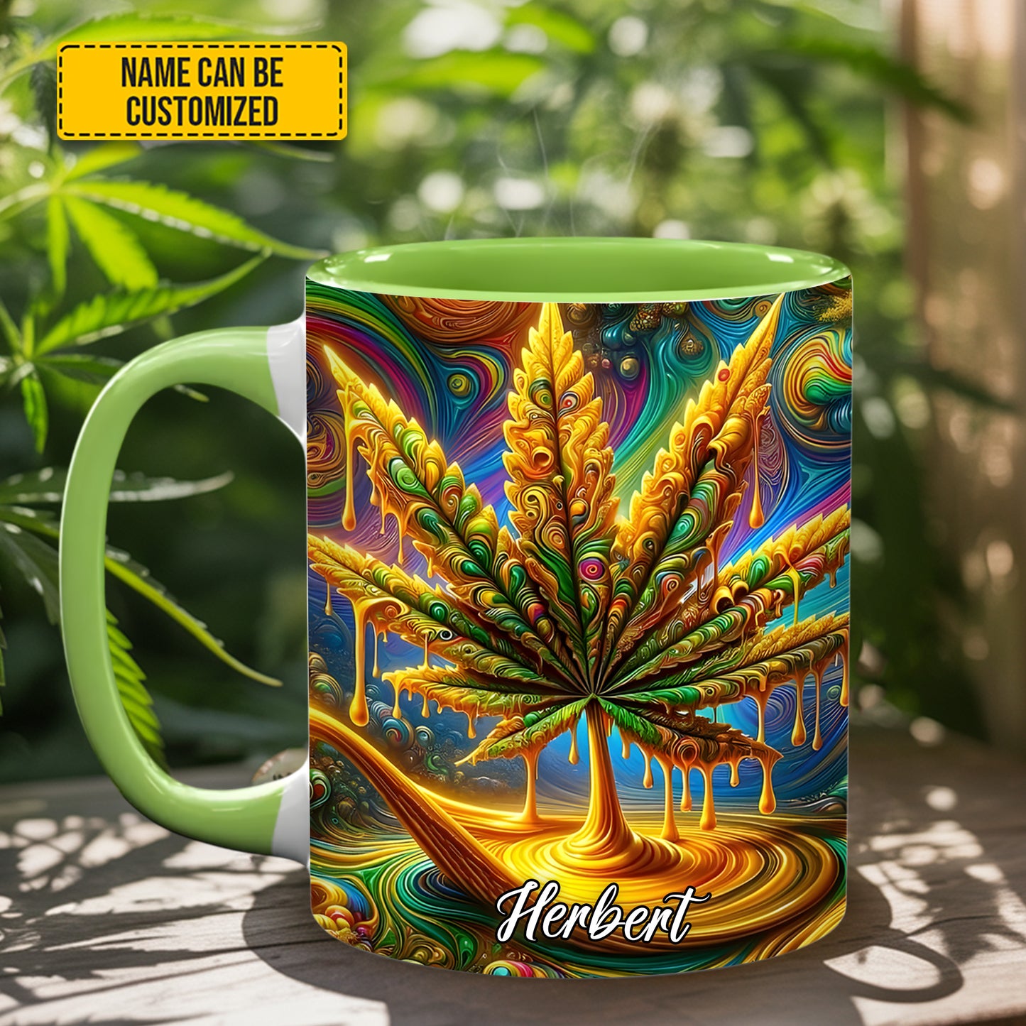 Personalized Colorful Psychedelic Weed Accent Mug