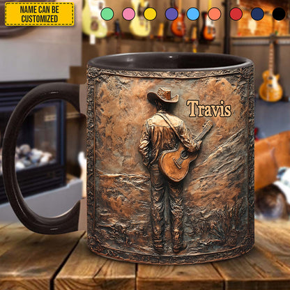 Rustic Guitar Cowboy – Personalized Accent Mug