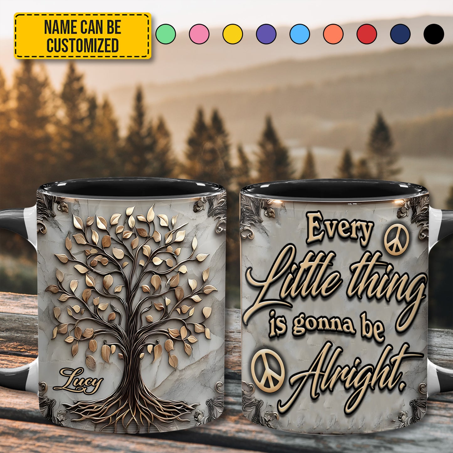 Tree Of Life Every Little Thing - Personalized Hippie Accent Mug