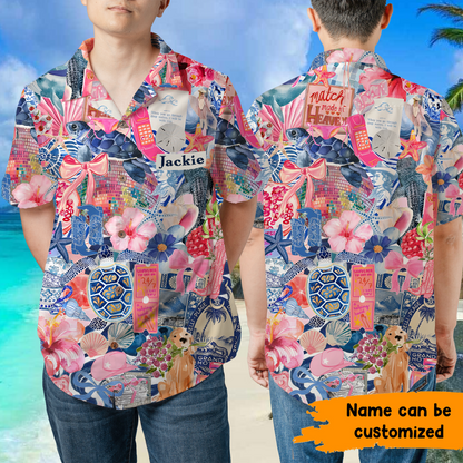 Turtle Tropical Collage - Personalized Turtle Hawaiian Shirt