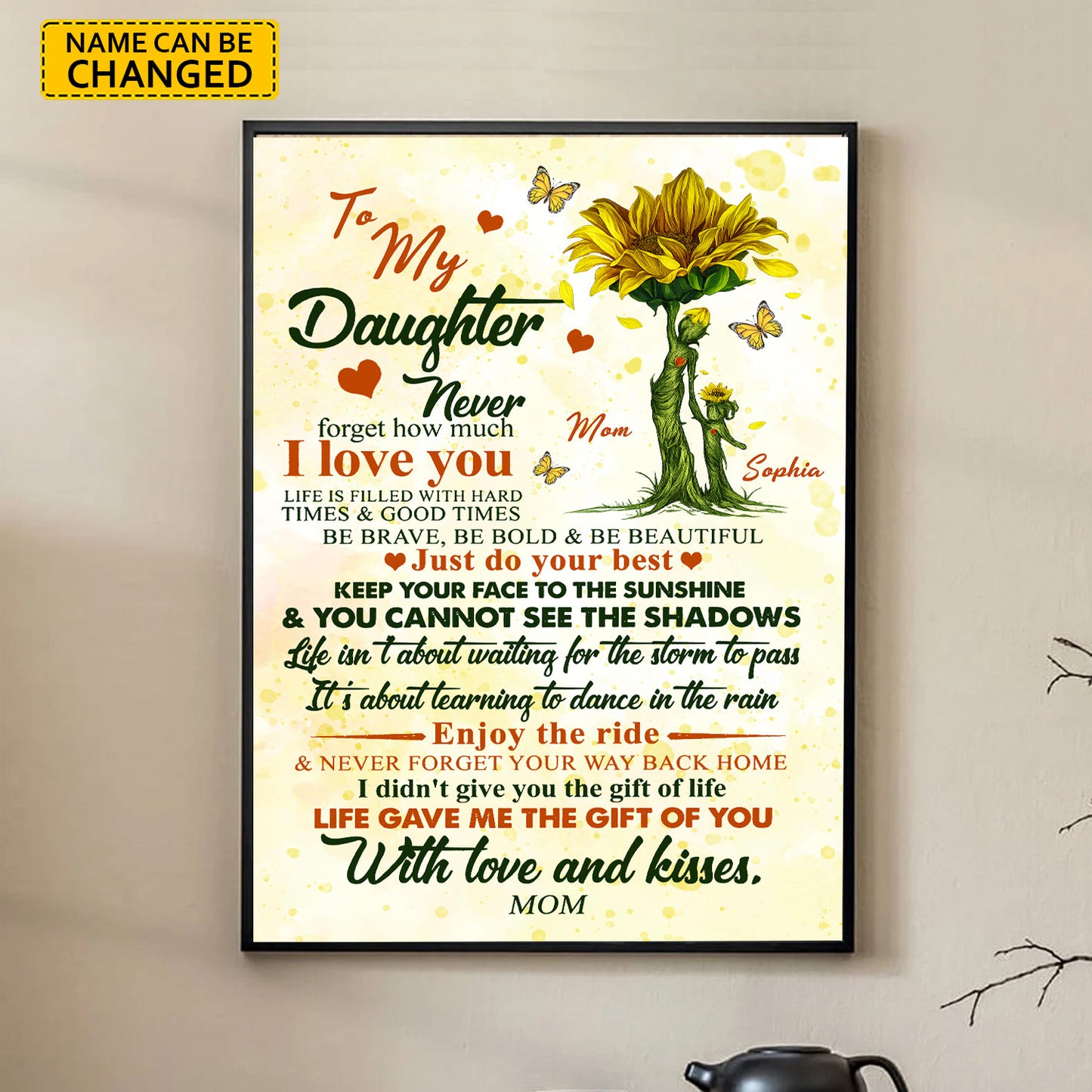 To My Daughter - Personalized Sunflower Canvas