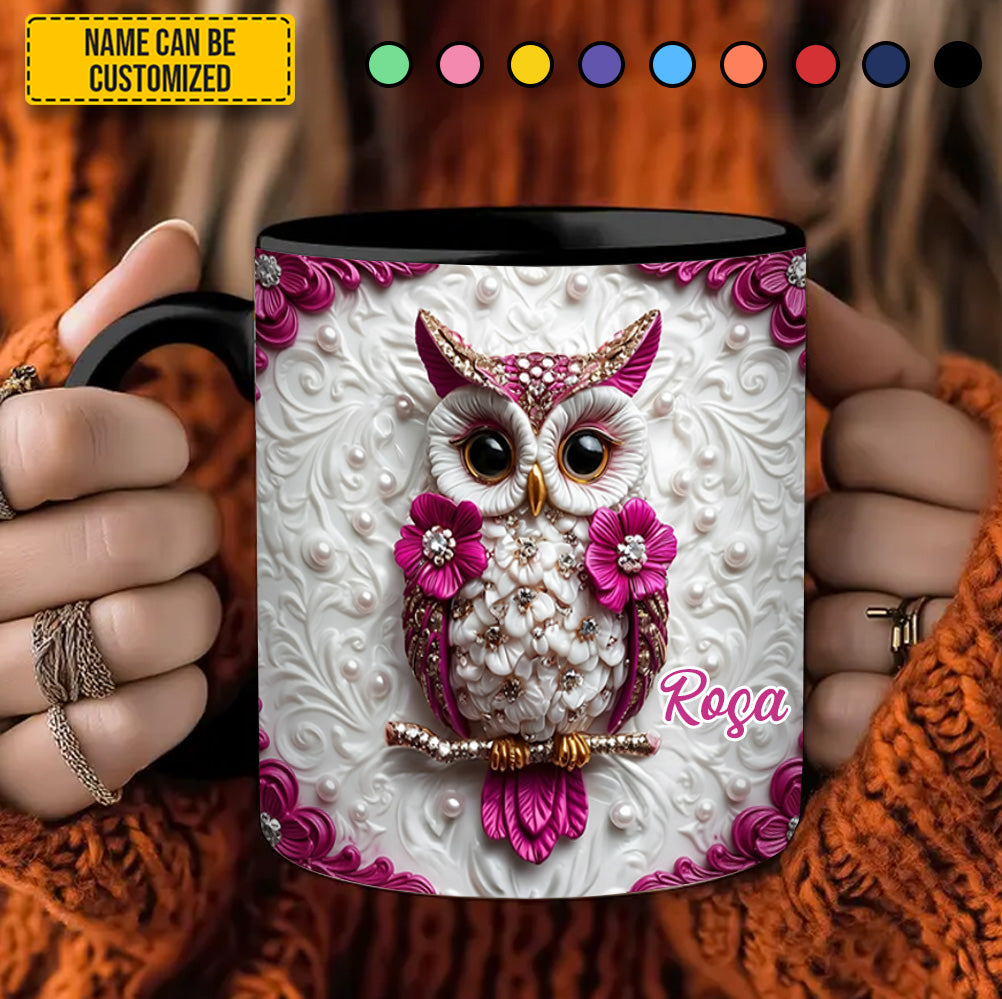 Personalized Beautiful Owl Accent Mug