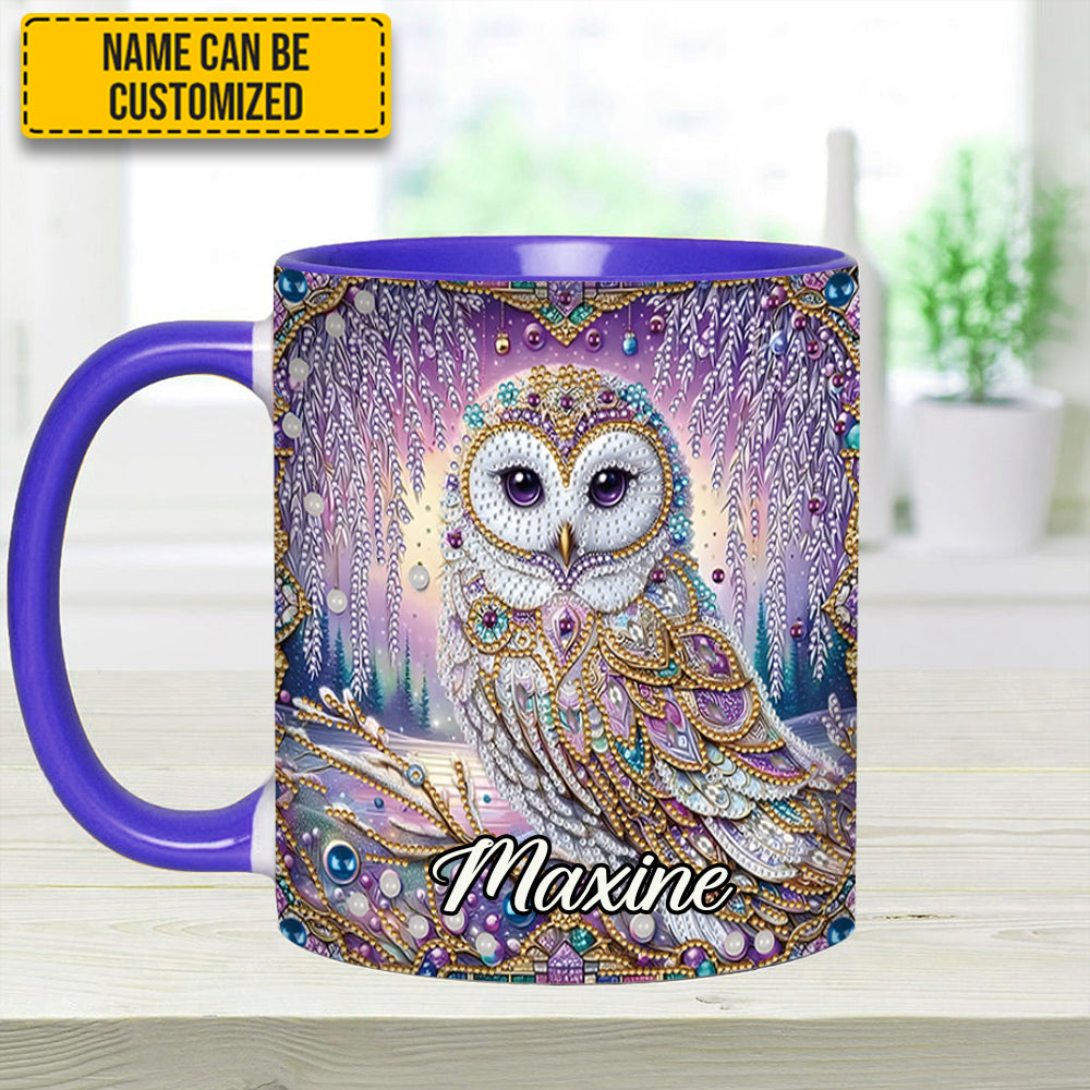 Crystal Diamond - Personalized Owl Accent Mug