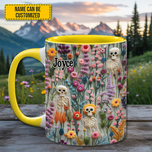 Skeletons In Bloom - Personalized Skull Accent Mug