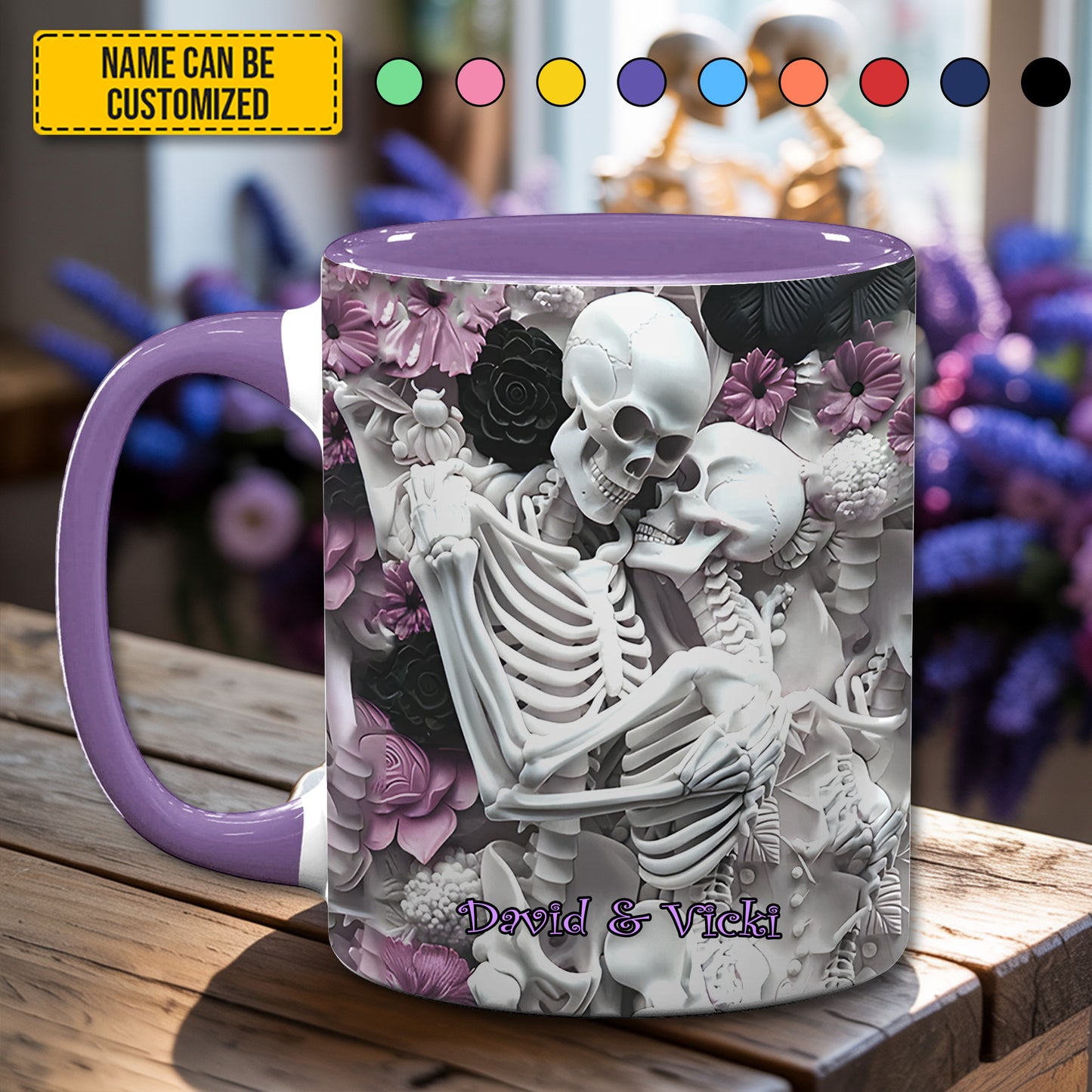 Skull Couple - Personalized Skull Accent Mug