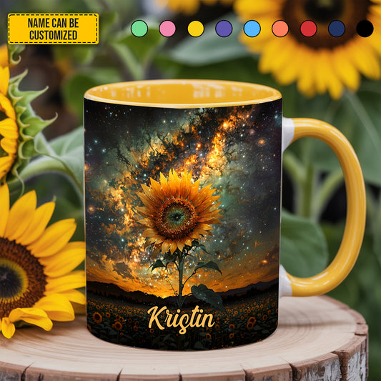 Sunflower In Night - Personalized Sunflower Accent Mug