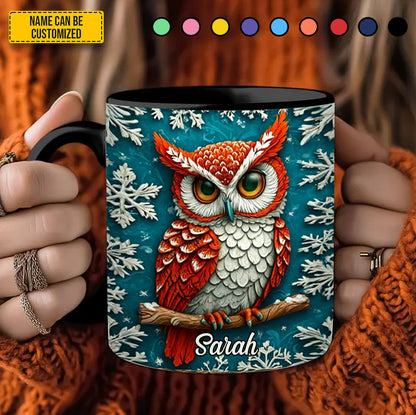 Personalized Owl Winter Accent Mug