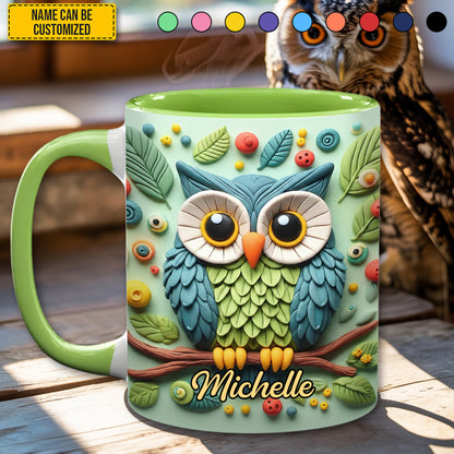 Personalized Cute Owl Accent Mug