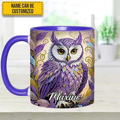 Whimsical Owl Diamond - Personalized Owl Accent Mug