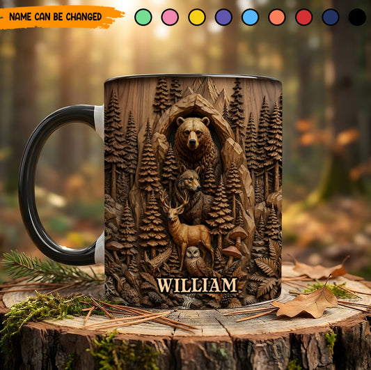 Woodland Legends – Personalized Wildlife Accent Mug