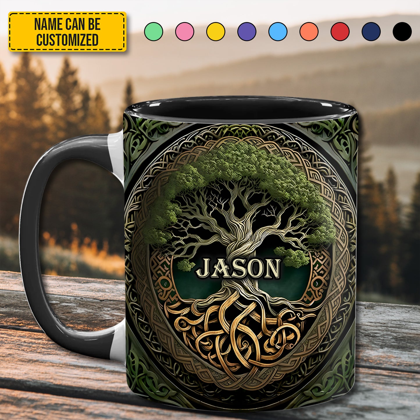 Personalized Celtic Tree of Life Accent Mug