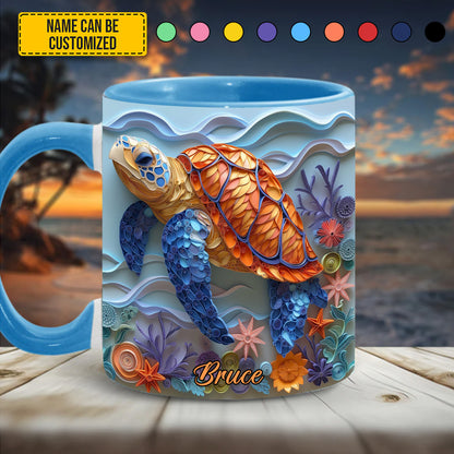 Sea Turtle - Personalized Turtle Accent Mug