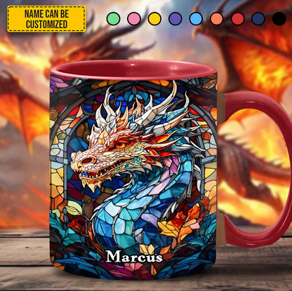 Personalized Stained Glass Dragon Accent Mug