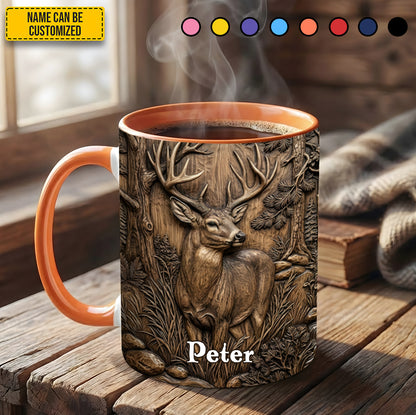 Personalized Deer Hunting Accent Mug – Custom Hunter Coffee Mug Gift