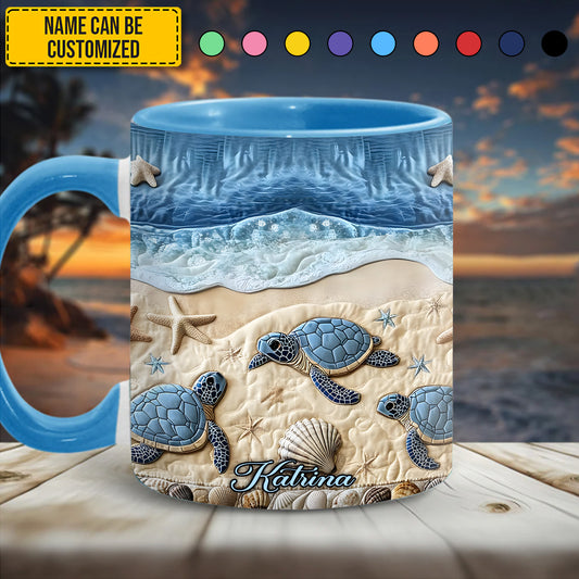 Ocean Waves Turtle - Personalized Turtle Accent Mug