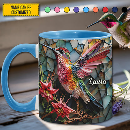 Personalized Stained Glass Hummingbird Accent Mug