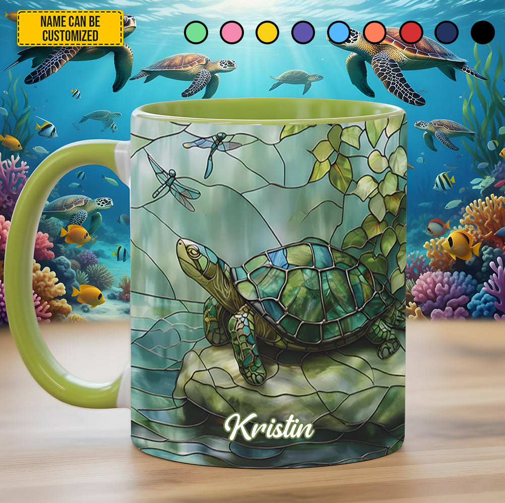 Personalized Stained Glass Turtle Ocean Accent Mug