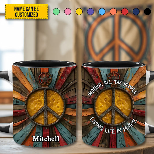 Hippie Symbol - Personalized Hippie Accent Mug
