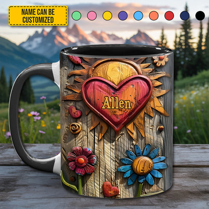 Hippie Heart Symbol - Personalized Hippie Accent Mug