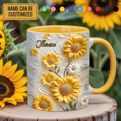 Beautiful Sunflower  - Personalized Accent Mug