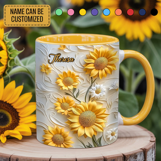 Beautiful Sunflower  - Personalized Accent Mug